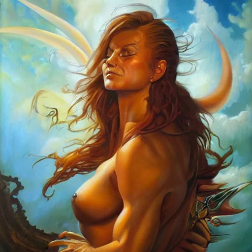 Image similar to detailed portrait of gyrados intricate, hyper detailed, realistic, oil painting, by julie bell, frank frazetta, cinematic lighting