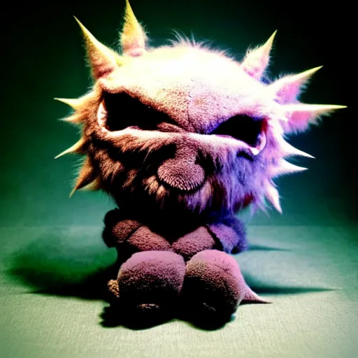 Prompt: photo of cute plush fluffy chibi monster, bokeh background, by giger, wayne barlowe, dariusz zawadzki, zdzislaw beksinski