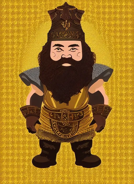 Image similar to dwarf fighter king, gold, exquisite details, white background, by studio muti