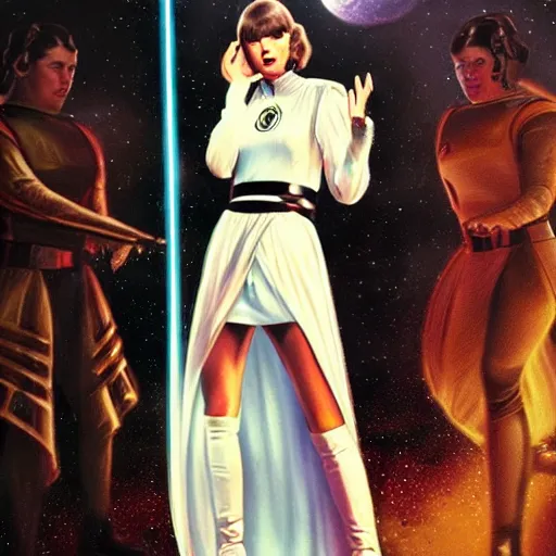 Image similar to Taylor Swift as Princess Leia, by Mark Brooks