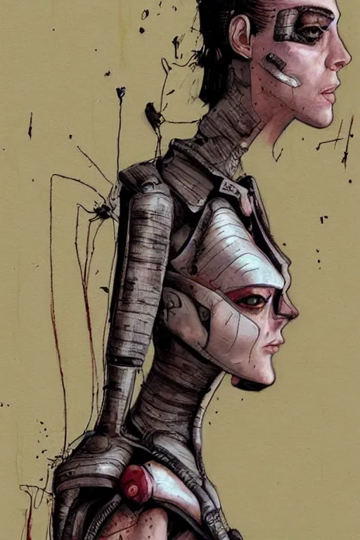 Image similar to portrait fashion model cyborg artwork by enki bilal