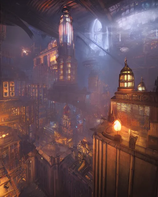 Image similar to the most amazing dream you ever had about bioshock, hyper realistic, ambient lighting, concept art, intricate, hyper detailed, smooth, volumetric lighting, octane