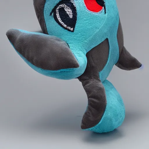 Image similar to a happy dolphin, plush doll, 8k