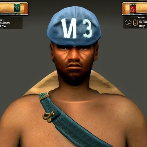 Image similar to a close up screenshot of a crips gang member in the game age of war ( 2 0 0 7 ), games by louissi, high quality