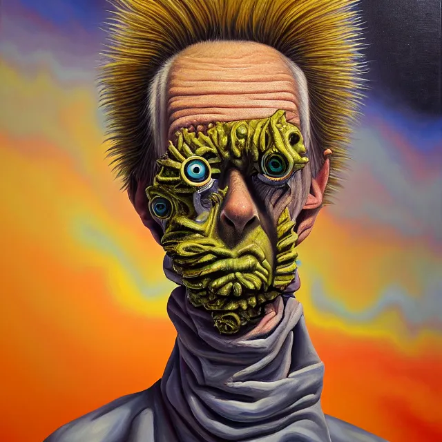 Prompt: an oil on canvas portrait painting of beavis, polycount, surrealism, surrealist, cosmic horror, high detail