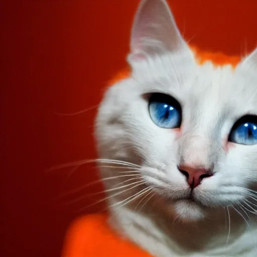 Image similar to an [ [ [ [ orange ] ] ] ] white black kitty front view