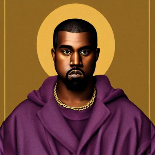 Image similar to a renaissance style portrait painting of kanye west as a king