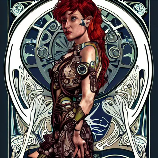 Image similar to cyborg art nouveau