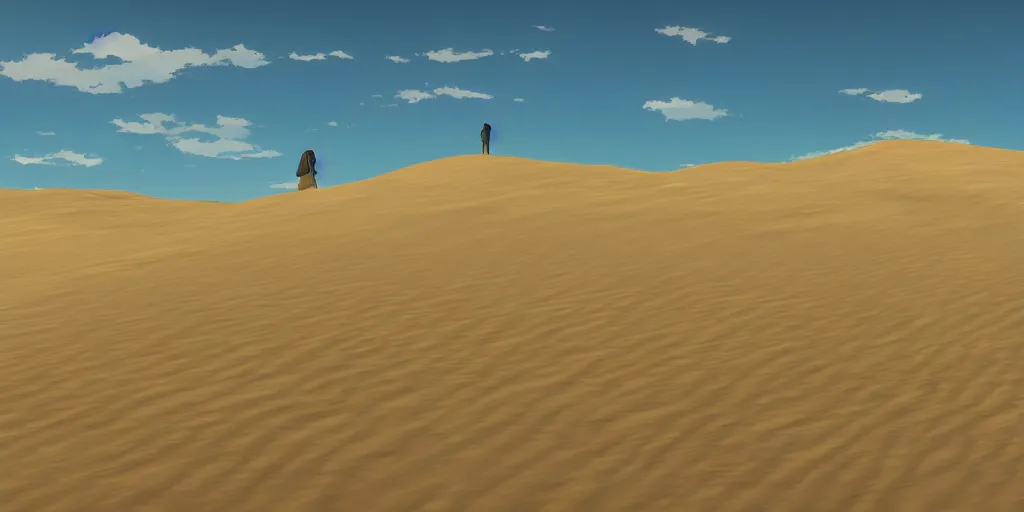 Image similar to sand dunes by makoto shinkai