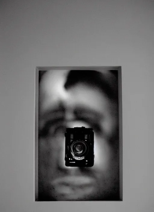 Prompt: studio portrait of a man who is made of eyeballs. dusk, sunset, film photo, rollei 3 5 camera, tri - x film