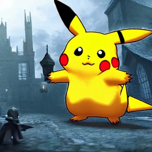 Prompt: pikachu in bloodborne