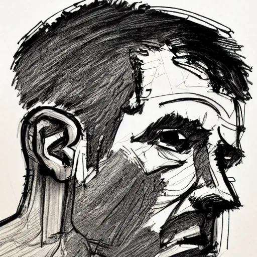 Image similar to a realistic yet scraggly portrait sketch of the side profile of a stern and sophisticated boomhauer, trending on artstation, intricate details, in the style of frank auerbach, in the style of sergio aragones, in the style of martin ansin, in the style of david aja, in the style of mattias adolfsson