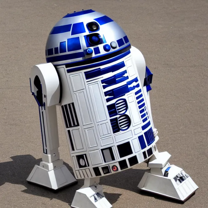 Image similar to anthropomorphized r 2 d 2 strutting around