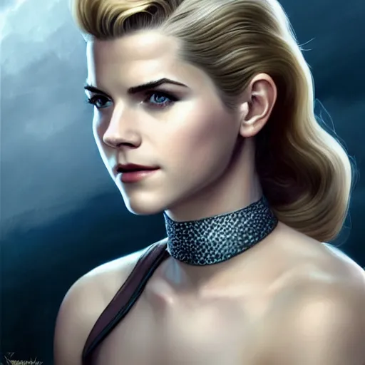 Prompt: A combination of Katheryn Winnick's and Grace Kelly's and Emma Watson's appearances as Solid Snake from Metal Gear Solid, full body portrait, western, D&D, fantasy, intricate, elegant, highly detailed, digital painting, artstation, concept art, matte, sharp focus, illustration, art by Artgerm and Greg Rutkowski and Alphonse Mucha