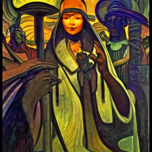 Image similar to the shaman of the subway, an art deco painting by leo and diane dillon and annie swynnerton and diego rivera and nicholas roerich, dramatic lighting, god rays, smooth, sharp focus, highly detailed