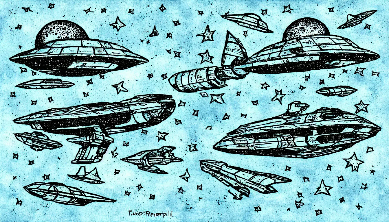 Image similar to spaceship in the sky by traditionnal rizoprint