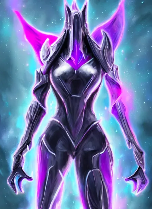 Image similar to cinematic close body, cosmic sized beautiful stunning giant robot mechan hot female dragon goddess, sharp sleek cyborg dragon head, sharp metal ears, smooth purple eyes, smooth fuschia skin, smooth silver armor, nebula, epic proportions, epic scale, macro furry, furry art, dragon art, goddess art, giantess art, warframe, warframe fanart, furaffinity, octane