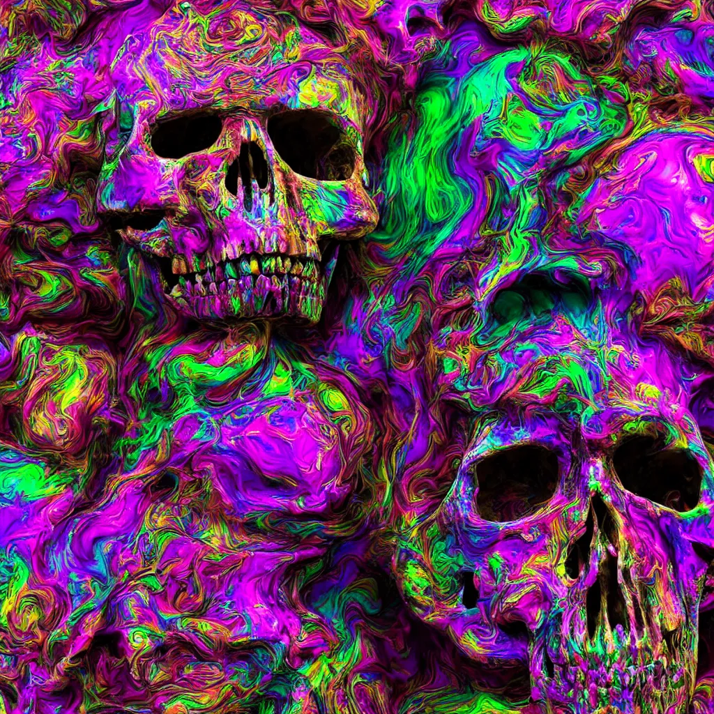Image similar to psychadelic skull 3D, high detail, high definition, photorealistic, 8k