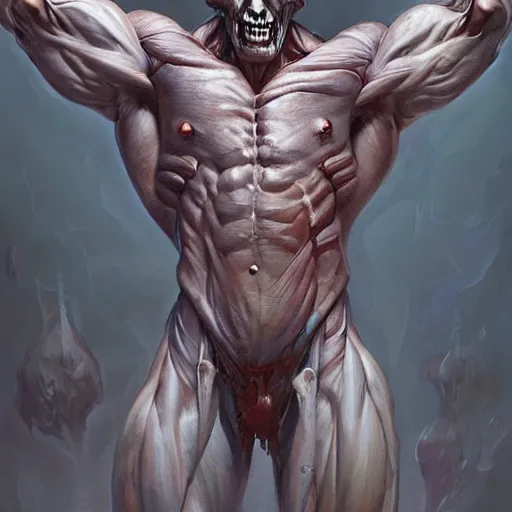 Prompt: muscular male undead cyborg, muscle, fungus, painted by stanley lau, painted by greg rutkowski, painted by stanley, artgerm, masterpiece, digital art, trending on arts