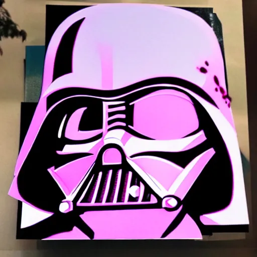 Image similar to darth vader in pink colors