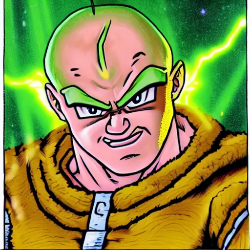 Prompt: portrait of shrek going super saiyan 3, by Akira Toriyama