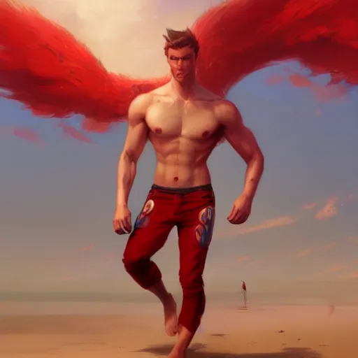 Prompt: beautiful commission of a male anthropomorphic horse wearing red shorts on the beach,digital art,art by greg rutkowski,ross tran,character design by charlie bowater,artstation,deviantart,photorealistoc,hyperdetailed,detailed face,high resolution,high quality