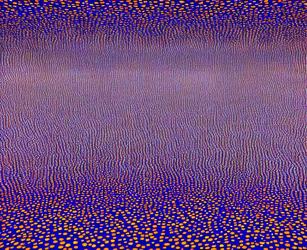 Image similar to dream waves on the starfields by ben wanat and yayoi kusama