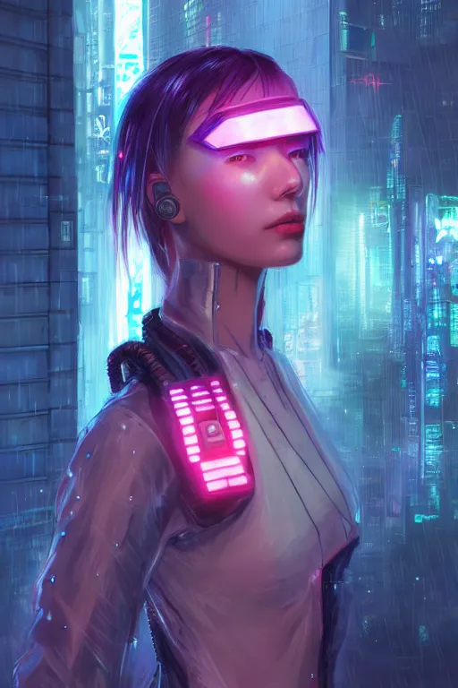 Image similar to portrait futuristic hi-energy cyberpunk young Guardian female, in futuristic heavily raindrop tokyo rooftop cyberpunk night, ssci-fi, fantasy, intricate, very very beautiful, elegant, neon light, highly detailed, digital painting, concept art, human anatomy, soft light, hdri, smooth, sharp focus, illustration, art by tian zi and craig mullins and WLOP and alphonse mucha