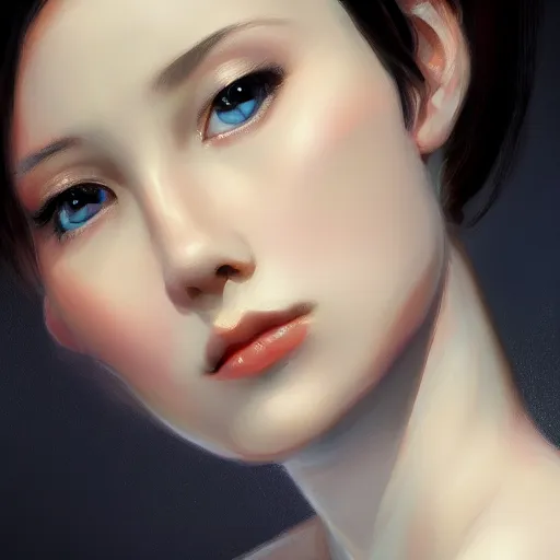 Image similar to a beautiful and elegant girl by wlop, dream, closeup headshot, 8 k, high detailed, ultra - realistic painting, trending on artstation.