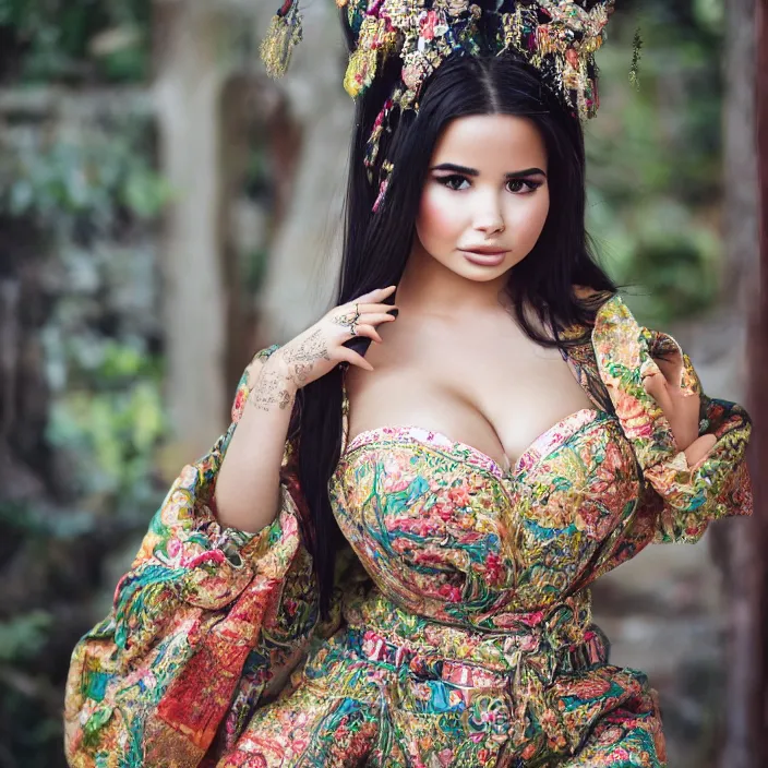 Image similar to portrait of demi rose wearing southeast asian traditional dress, by charlotte grimm, natural light, detailed face, canon eos c 3 0 0, ƒ 1. 8, 3 5 mm, 8 k, medium - format print