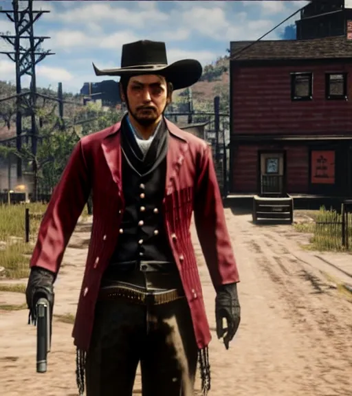 Image similar to kiryu tkazuma in rdr2,