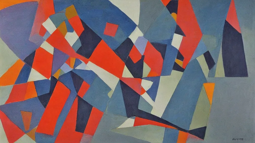 Image similar to abstract minimalism art painting, lines, forms, shapes, in style of kasimir malevich,