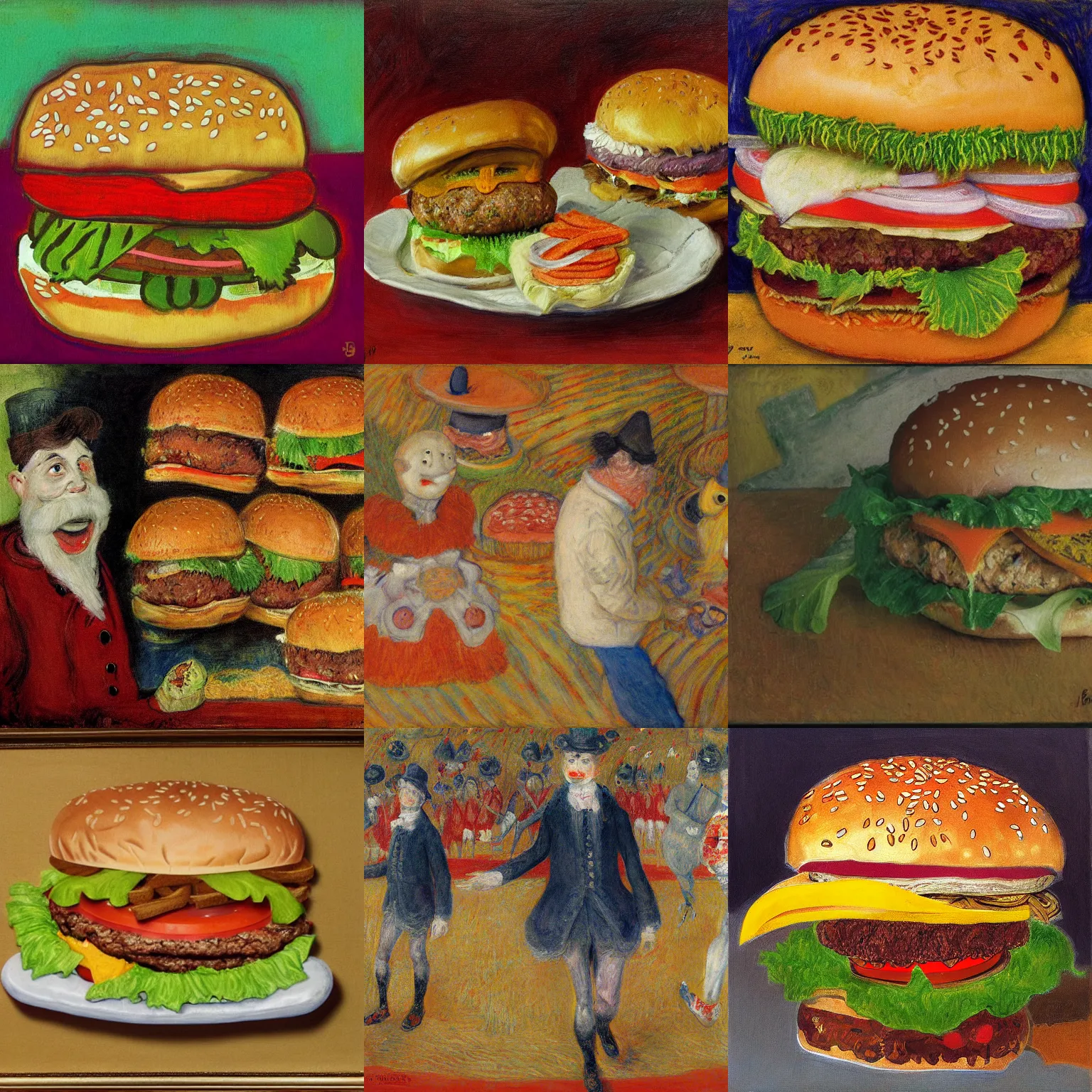 Prompt: burger king foot lettuce, artwork by james ensor