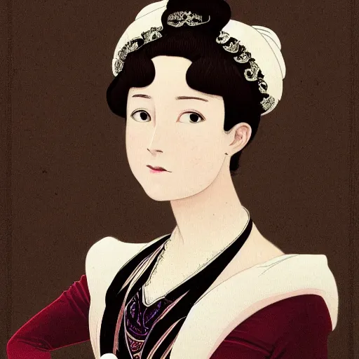 Image similar to character portrait of a Victorian princess, Akihito Yoshida