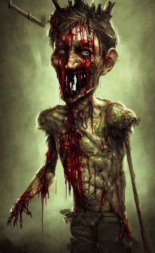 Image similar to photorealistic fantasy concept art of pinocchio as a monster, with bloody dripping down his face and mouth, dynamic lighting, cinematic, ultra detailed, stunning visuals, creative, trending on art station