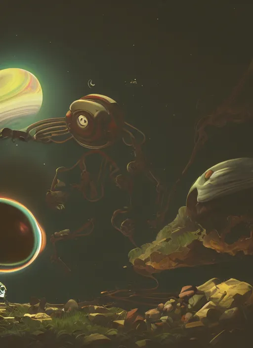 Prompt: earth eating the saturn in the cuphead art style, au naturel, hyper detailed, digital art, trending in artstation, cinematic lighting, studio quality, smooth render, unreal engine 5 rendered, octane rendered