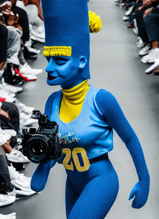 Prompt: hyperrealistic and heavy detailed air jordan runway show of marge simpson, leica sl 2 5 0 mm, vivid color, high quality, high textured, real life