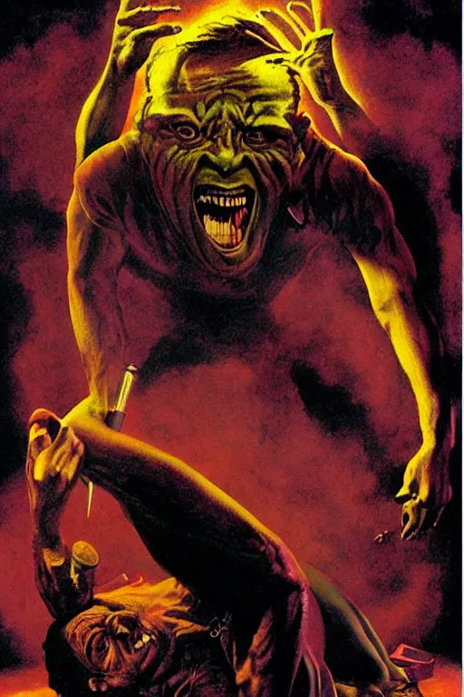 Image similar to alex jones being possessed by inter - dimensional demons, painting by richard corben and glenn fabry, 3 d, 8 k