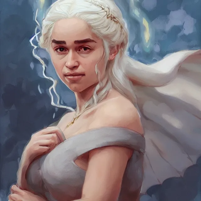 Image similar to daenerys targaryen as a firebender, portrait, elegant, intricate, digital painting, artstation, concept art, smooth, sharp focus, illustration, art by konstantin korovin and daniel f. gerhartz and john howe