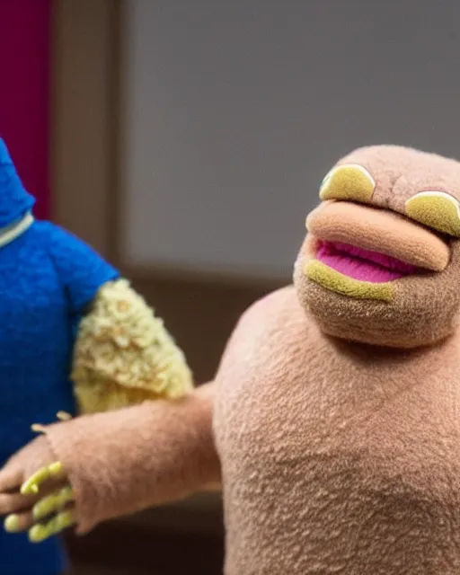 Image similar to hank schrader as a muppet. highly detailed felt. hyper real photo. 4 k.