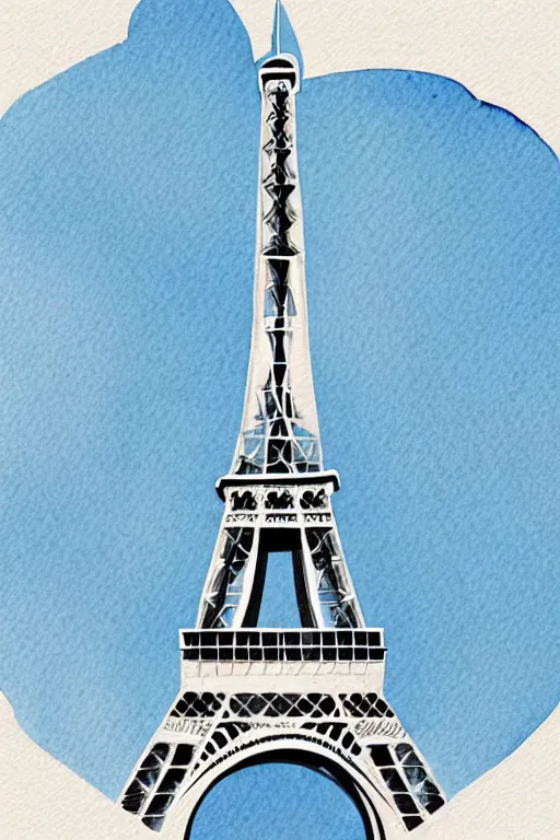 Image similar to minimalist watercolor art of the eiffel tower, illustration, vector art