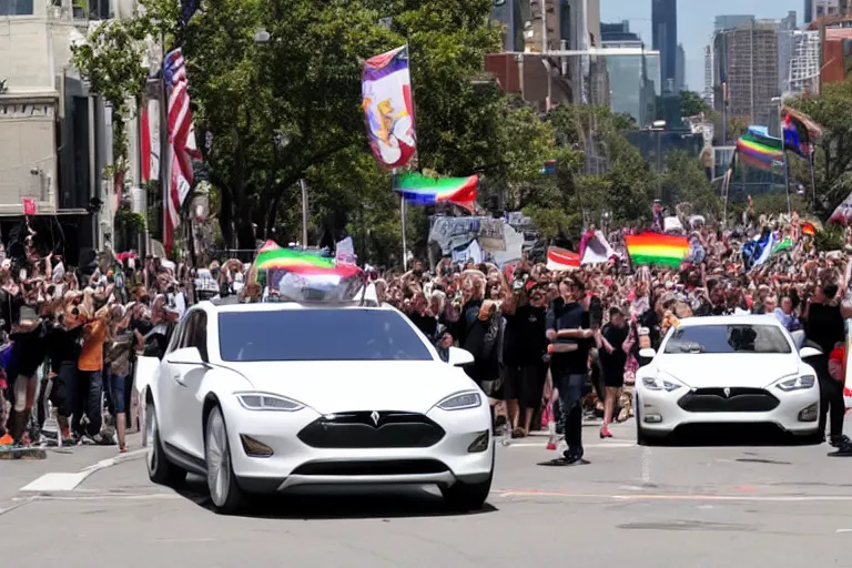 Prompt: elon musk on gay parade