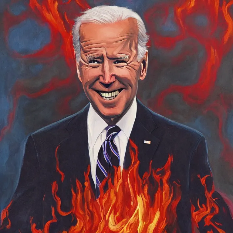 Prompt: Joe Biden in Hell, painting