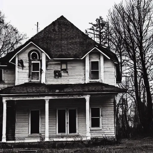 Prompt: photo of a creepy house