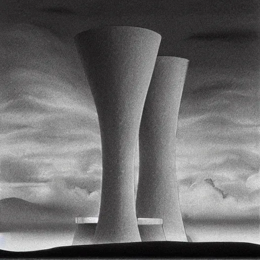 Image similar to A Masterpiece Landscape of a broken down nuclear power station, Nuclear blast imminent, nuclear reactor going critical, Graphic Novel, Pastel Art, Filmic, TriX 400 TX, Electron Microscope, 3D, Beyond Dimensiona, 4k HD, Geometric, Isohedral, Essence, Powerful, Phosphor Display, Multiscopy, DeNoise, insanely detailed and intricate, hypermaximalist, elegant, ornate, hyper realistic, super detailed. Depth Of Field, Steampunk color scheme. Artstation by Hayao Myazaki