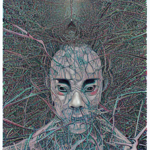 Image similar to shintaro kago yoji shinkawa and victo ngai godmachine psychedelic deepdream gravely heavenly cellular human body apophasis glorious energy of the sun cybernetic organism of pure energy and light synthetic emotional symposium of death psychedelic psychological conundrums intricate detailed hyperrealism photo - realistic demon hyperdetailed intricate hyperrealism beautiful forest