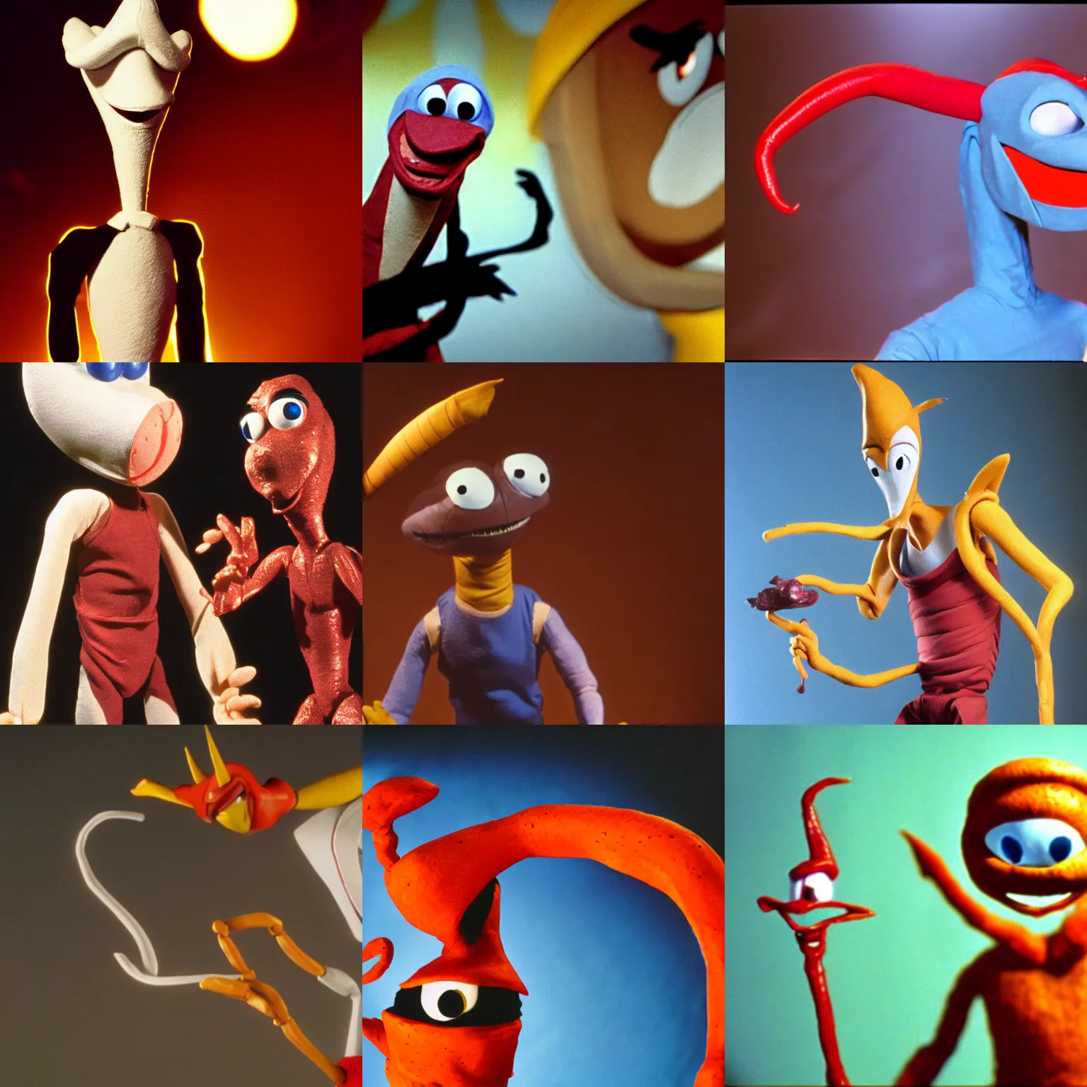 Prompt: earthworm jim animatronic puppet by jim henson, movie still, cinematic, 8 k