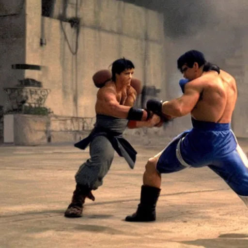 Image similar to Still of Tom Cruise as Ryu in Street Fighter, fighting position