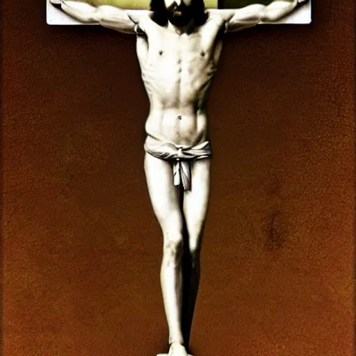 Prompt: jesus twink crucified, 8 k, hyper realism, dslr,
