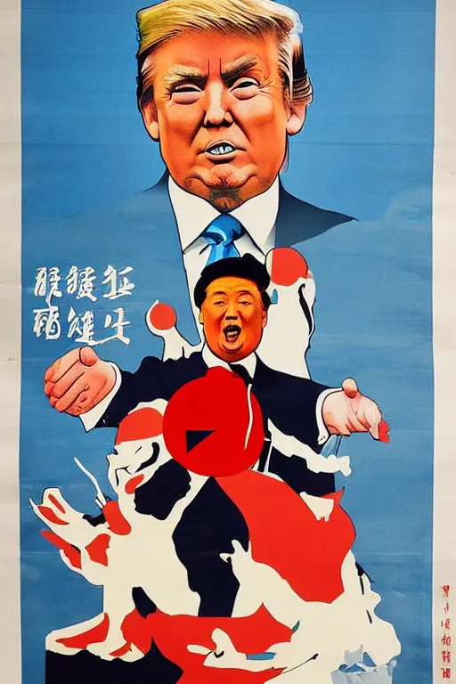 Image similar to chinese propaganda poster of Donald Trump